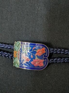 vintage Oriental-style cloisonné enamel Belt featuring floral and bird